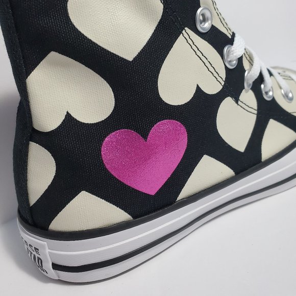 Converse Chuck Taylor Hearts Ivory/Pink High Tops - Picture 4 of 8